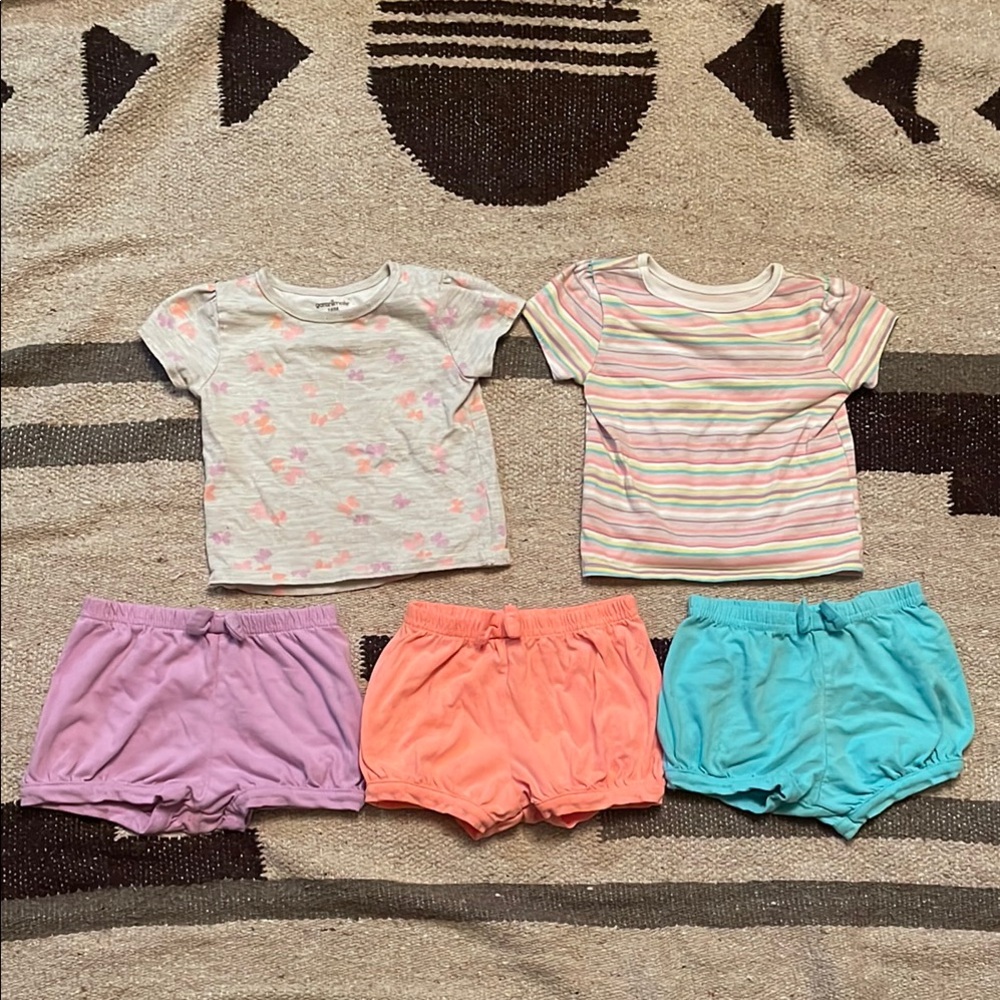 Colorful Mix n Match Toddler Girl T-Shirt and Shorts Set 18M